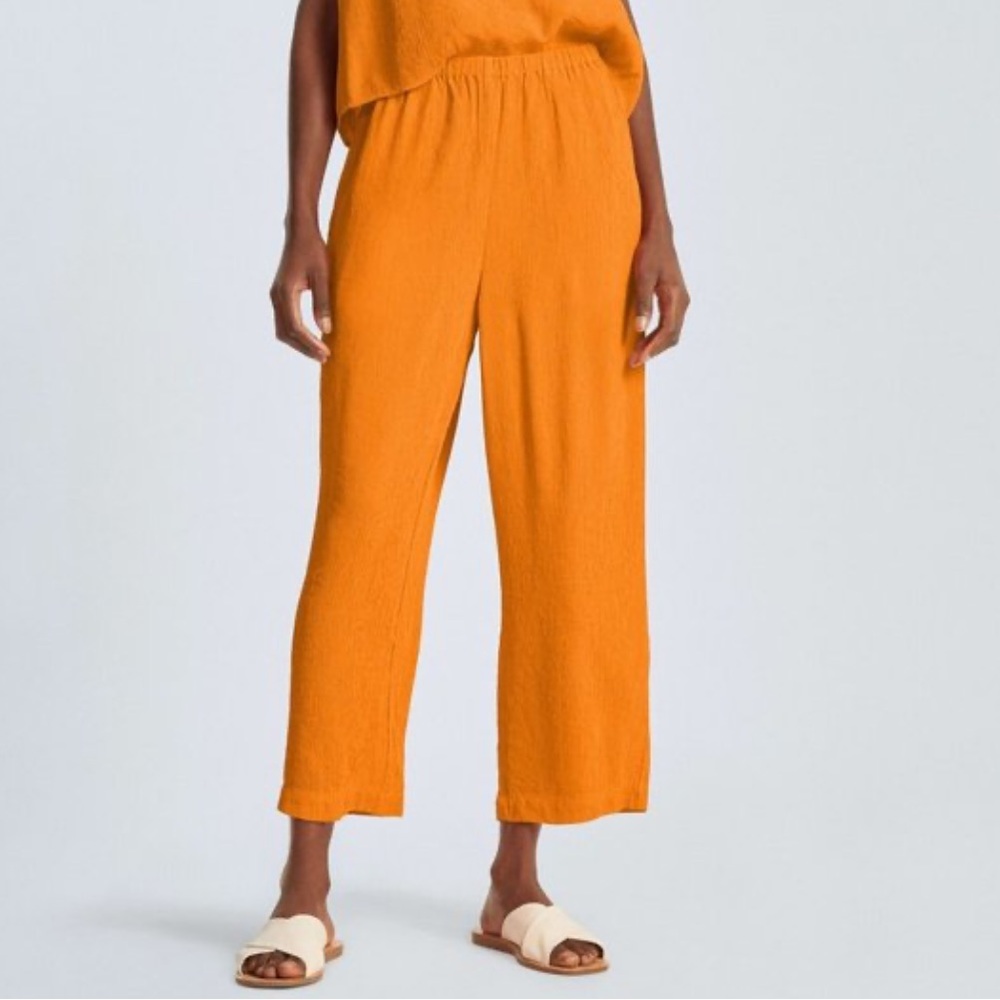 Everlane The Naia Ripple Pant Turmeric Crinkle Orange